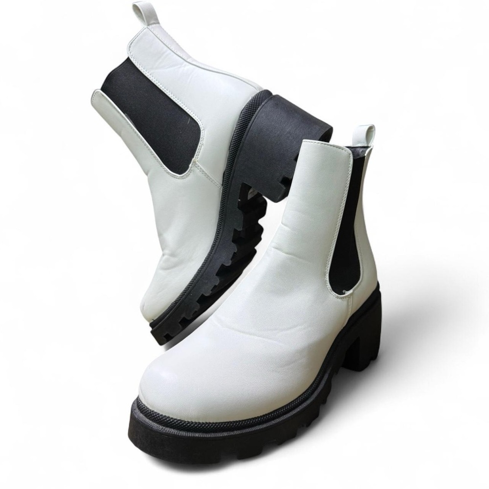 White Chunky Chelsea Boots